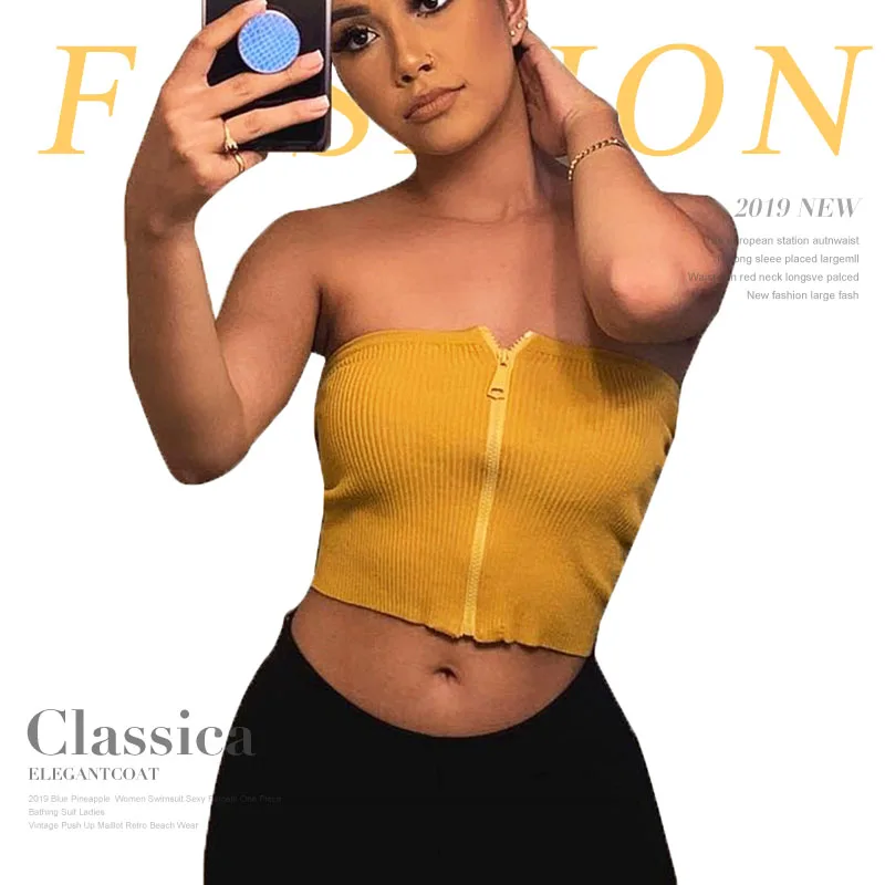 yellow and black tube top