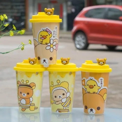 1 шт керамическая чашка кофейная кружка с силиконовой крышкой-Rilakkuma