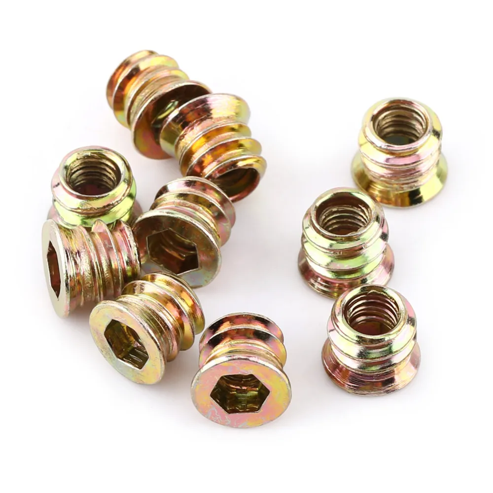 

20Pcs/Lot Carbon Steel Hex Socket Drive Insert Nuts Threaded For Wood Furniture