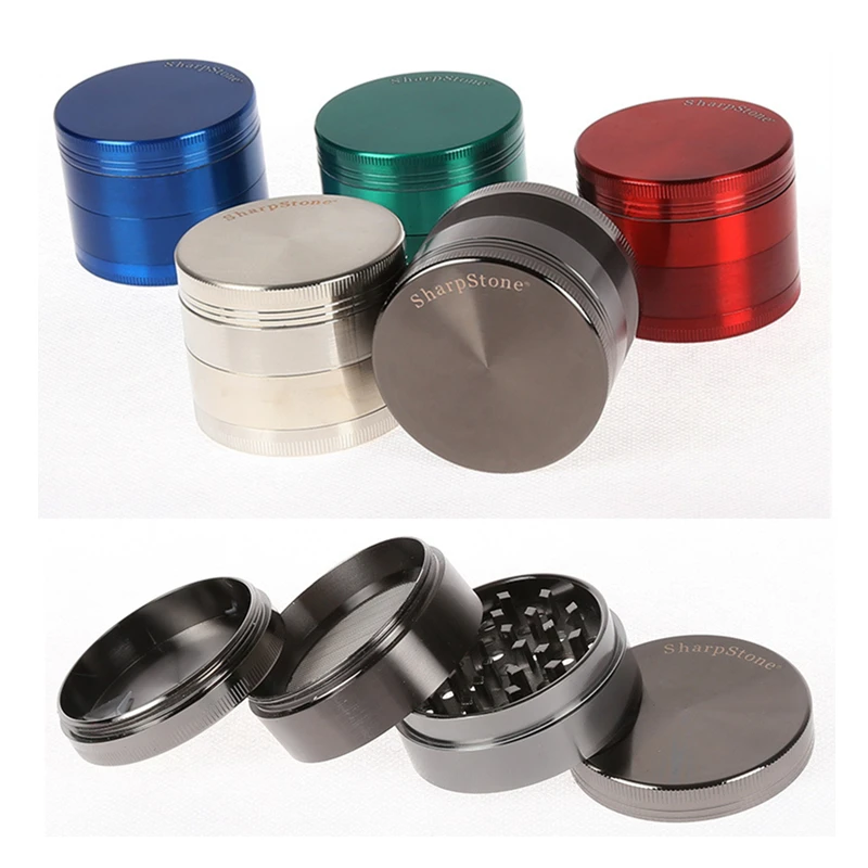 2Pcs 4 Layers Broken Smoke Grinder Weed Grinder Aluminum Herb Grinder
