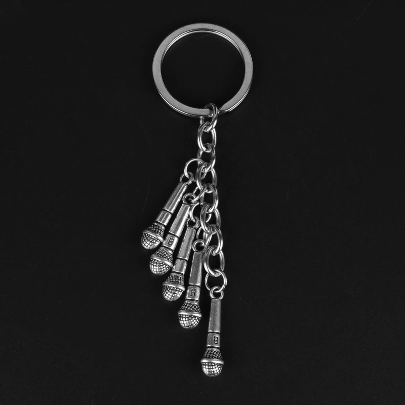 

DIY Microphone Keychain Car Key Holder Bag Keyring Creative Jewelry Accessories Love Gift For DJ Disk Microphone Christmas Gift