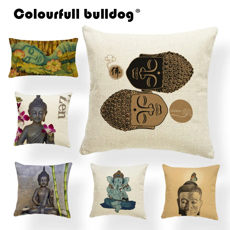 

Ganesha Cushion Pillow Thailand China Buddha Zen Cover Pillows Improvement Decorating Throw Pillow Covers 43X43Cm Burlap Lovely