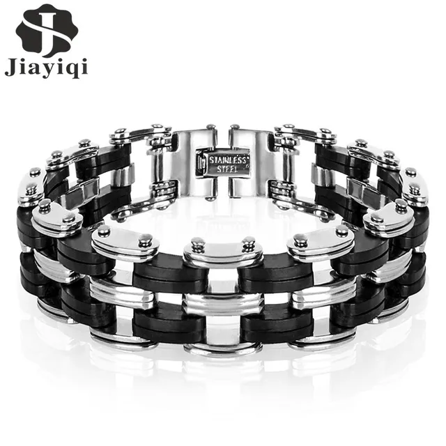 Jiayiqi Men Bracelet High Quality Stainless Steel Silicone Bracelets Bangles Pun Jiayiqi Men Bracelet High Quality Stainless Steel Silicone Bracelets Bangles Pun