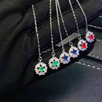 

Natural blue sapphire drop earrings 925 silver natural ruby Emerald Ear line Stylish Lovely Small Stars women party gift jewelry