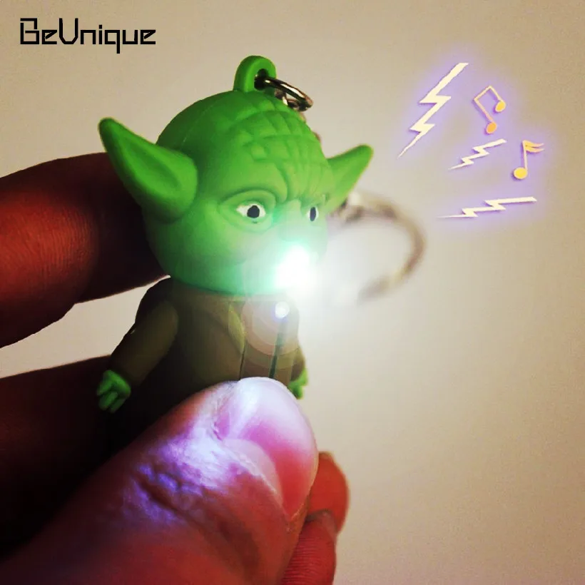 

Classic Star Wars Character Jedi Master Yoda LED Keychain Starwar Minifigures key rings Sound-emitting toys Classic key chains