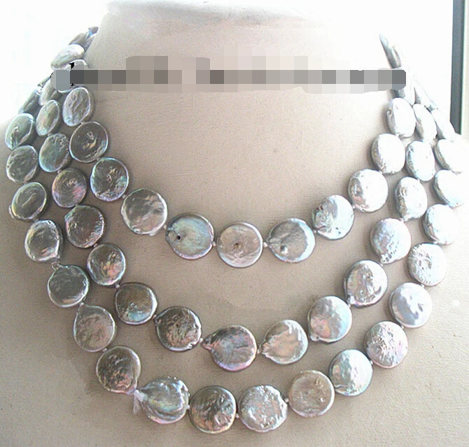 

HOT## Wholesale >>freshwater pearl gray coin 11-13mm necklace 46
