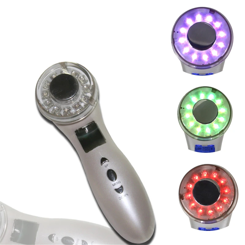 Ultrasonic LCD Light Photon Therapy 7 Colors Lights Skin Rejuvenation Face Massage Device Ultrasound Anti wrinkle aging|remove spots|removable