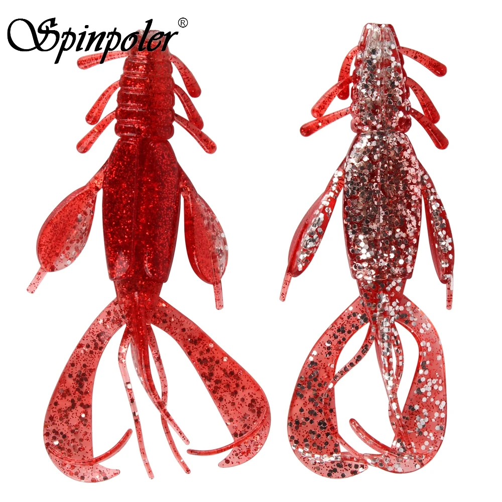 

Spinpoler 10.3cm 10.4g Soft Plastic Fishing Lure Craw Bait For Fishing Rigs, Weedless, Jig Head (Silicone, 8 Colors 5pcs/Pack)