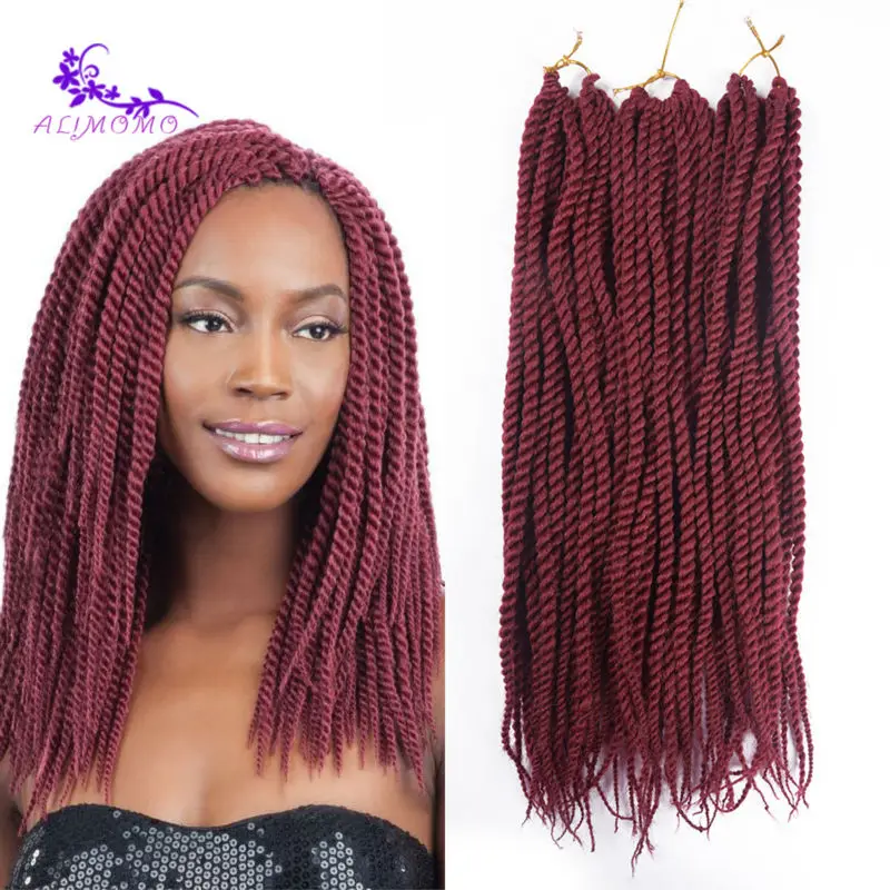 Cheap Yaki Synthetic Hair Weave 80g 16 Roots Kinky Twist Hair