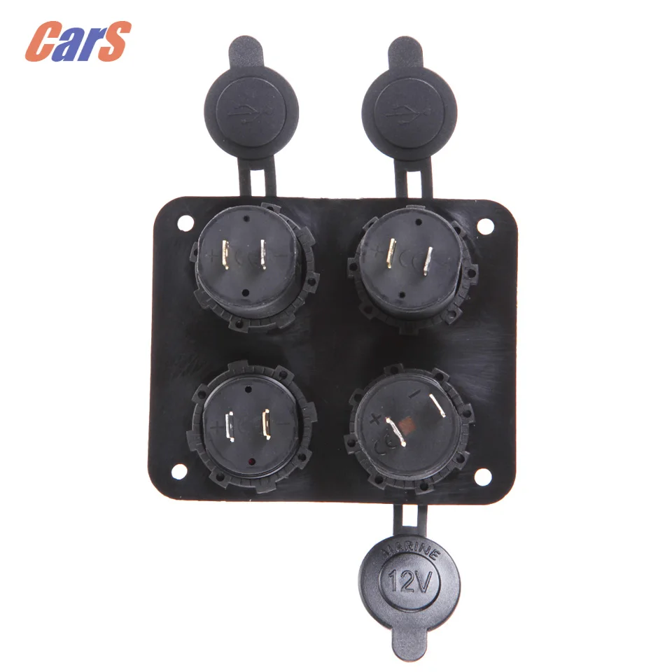 

Car Gauge Car Voltmeter Dual USB Port Voltmeter Car Cigarette Lighter charger four-hole panel 6-33V