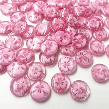 

100PCS 14mm Pink color flower Plastic Buttons sewing/appliques/craft