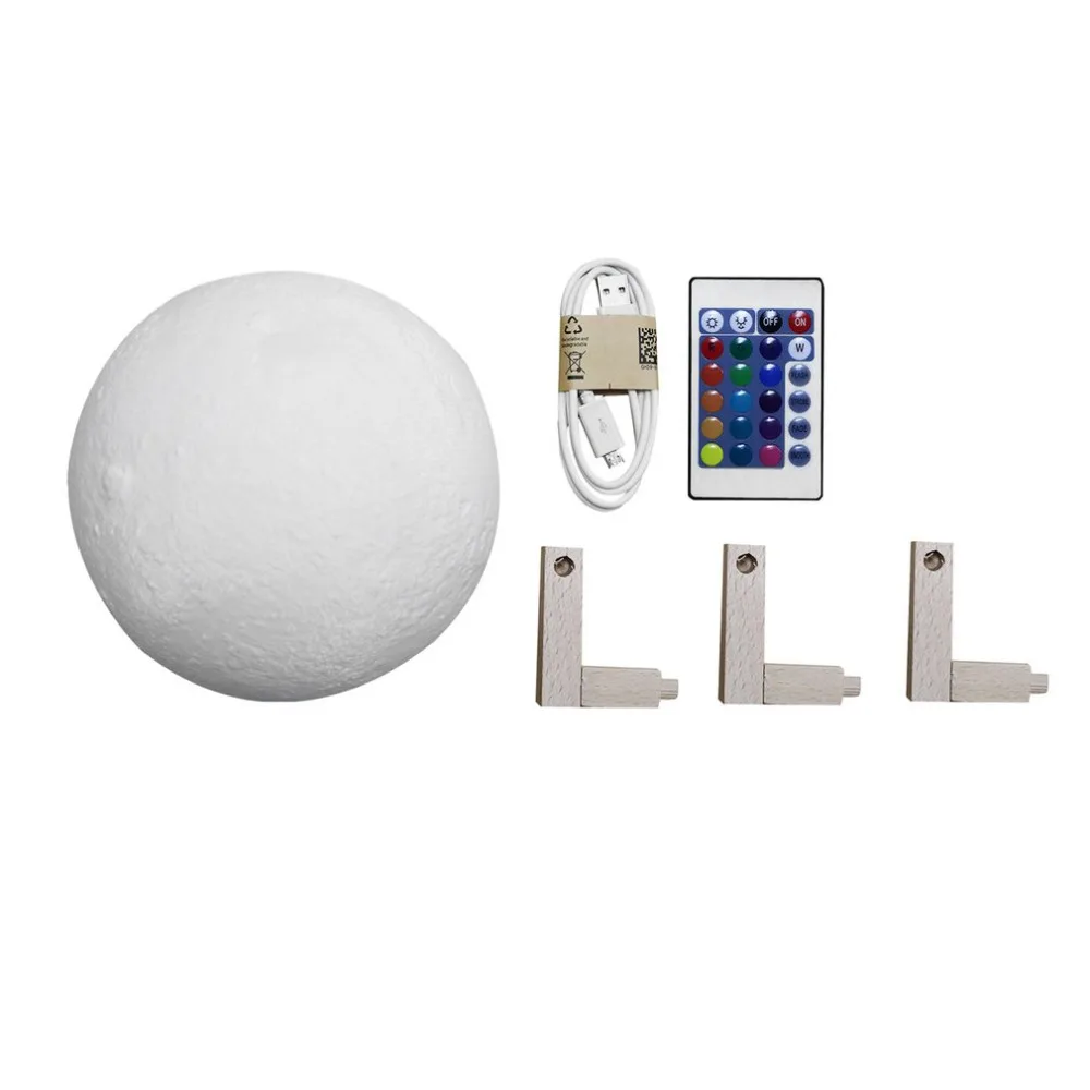 

16 Colors Changing 3D Print Moon Lamp with Remote Control Bedside Decor Changeable Night Lights Christmas Gift 12/15/18/20cm