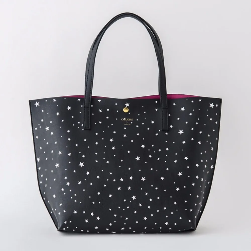 

Star Printing Handbags PU Leather Woman Bags For Women 2018 Luxury Handbags Women Bags Designer Large Capacity sac a main Black