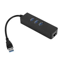 Новинка 3-Порты и разъёмы USB 3.0 хаб с RJ45 адаптер Gigabit Ethernet 1000 Мбит/с для портативных ПК Лидер продаж в наличии