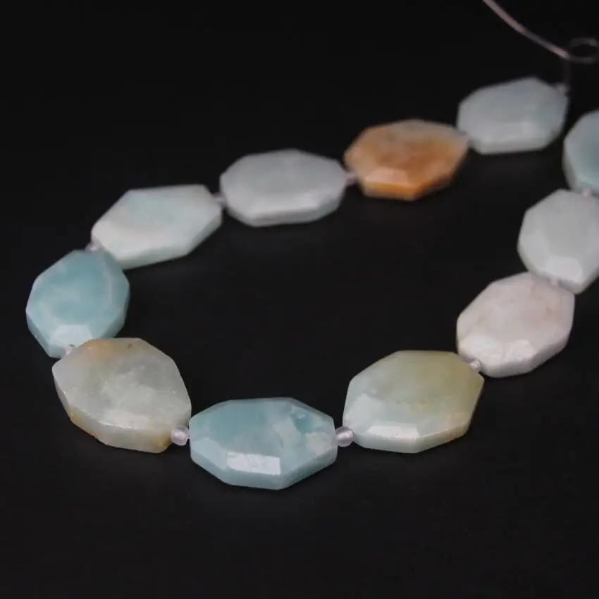 

11PCS/strand Natural Mix Color Amazonite Faceted Slab Nugget Loose Beads,Cut Stone Gems Slice Pendant Jewelry Making