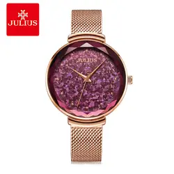 Julius Sequin Dial 4 цвета Женские часы мov из Японии't Lady Hours изысканные модные часы браслет из нержавеющей стали Подарочная коробка для девочек