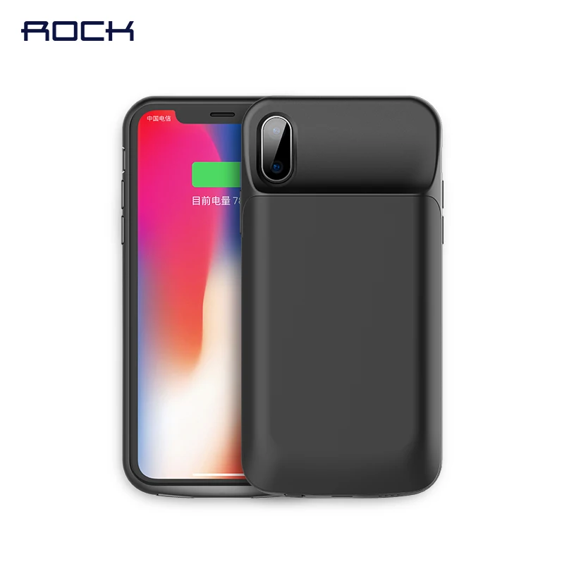 

Original ROCK Back clip Power Bank For Apple iPhone X 6000MAh External Backup Battery Fast Charging Case with Earphone Port