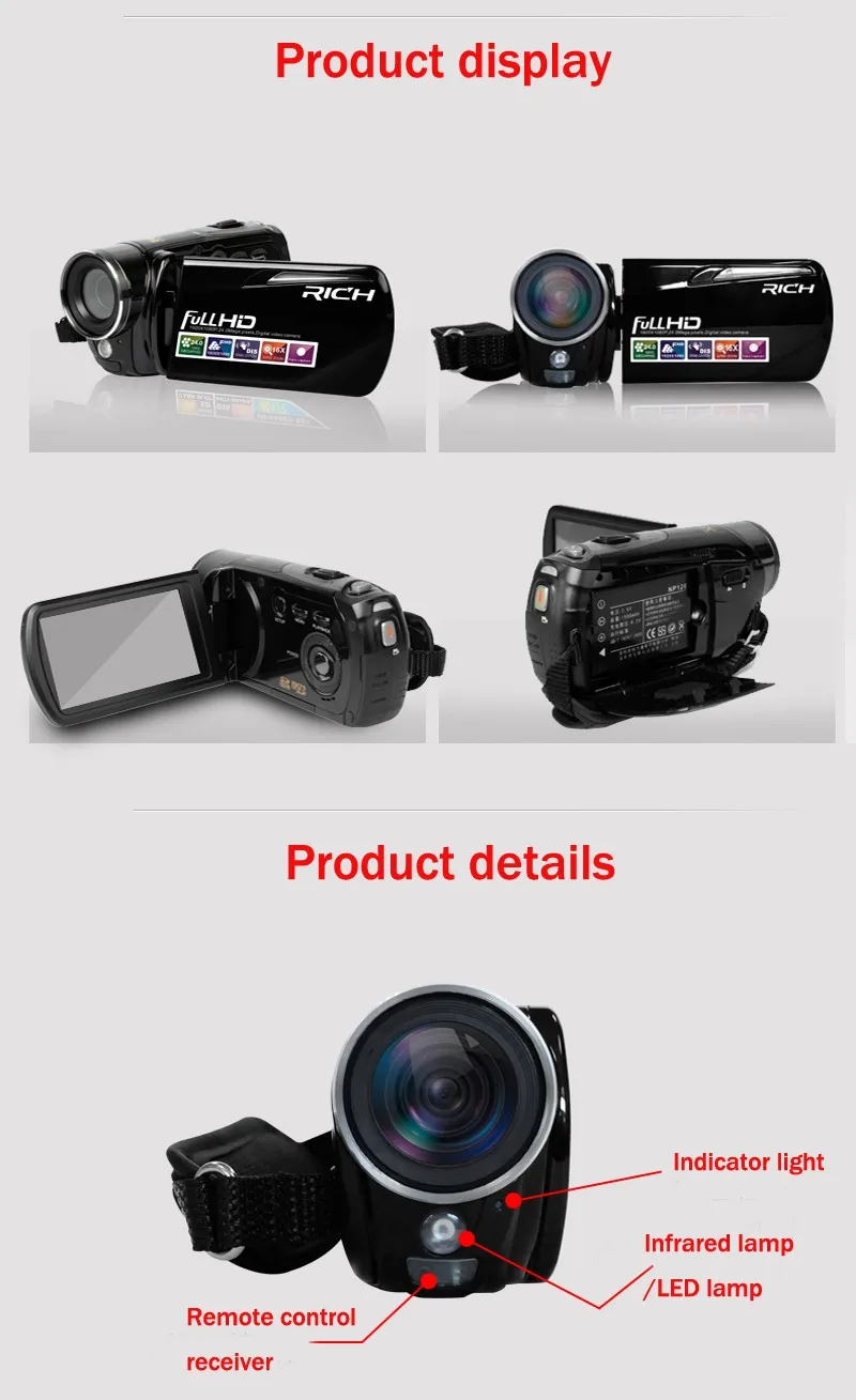 Portable Infrared Video camera 1080P HD 16x Zoom 3