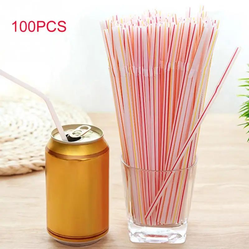 

100PCS Curved Plastic Drinking Straw Cocktail Lounge Wedding Birthday Party Special Summer Drinking Straws Eco-friendly #705