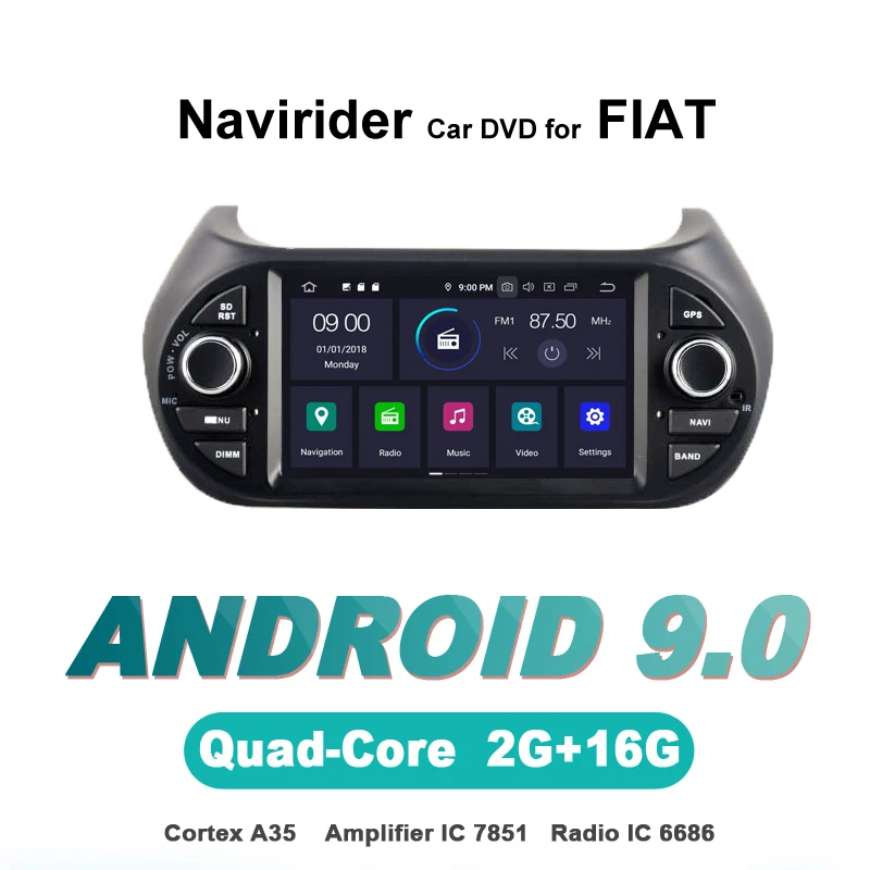 Navirider Авторадио gps навигация android 9,0 автомобильный Радио плеер для FIAT FIORION 6," DECKLESS Bluetooth стерео авто аксессуары