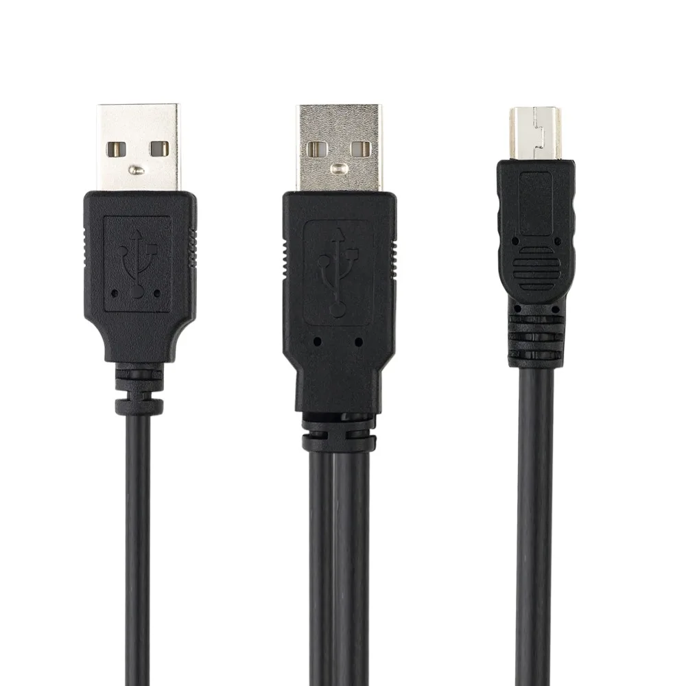 Bochara 2 в 1 USB2.0 type A Male to Mini 5P Male Кабель+ USB Male to Male Кабель питания Y сплиттер для HDD MP3 MP4 камеры