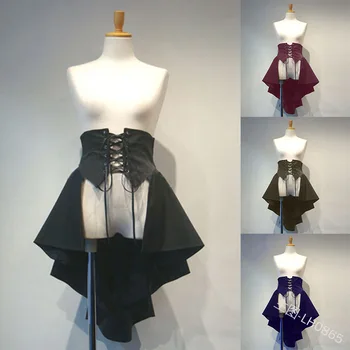 

Plus Size 3XL BLACK High Waist Retro Irregular Bandage Gothic Waist Up Skirt
