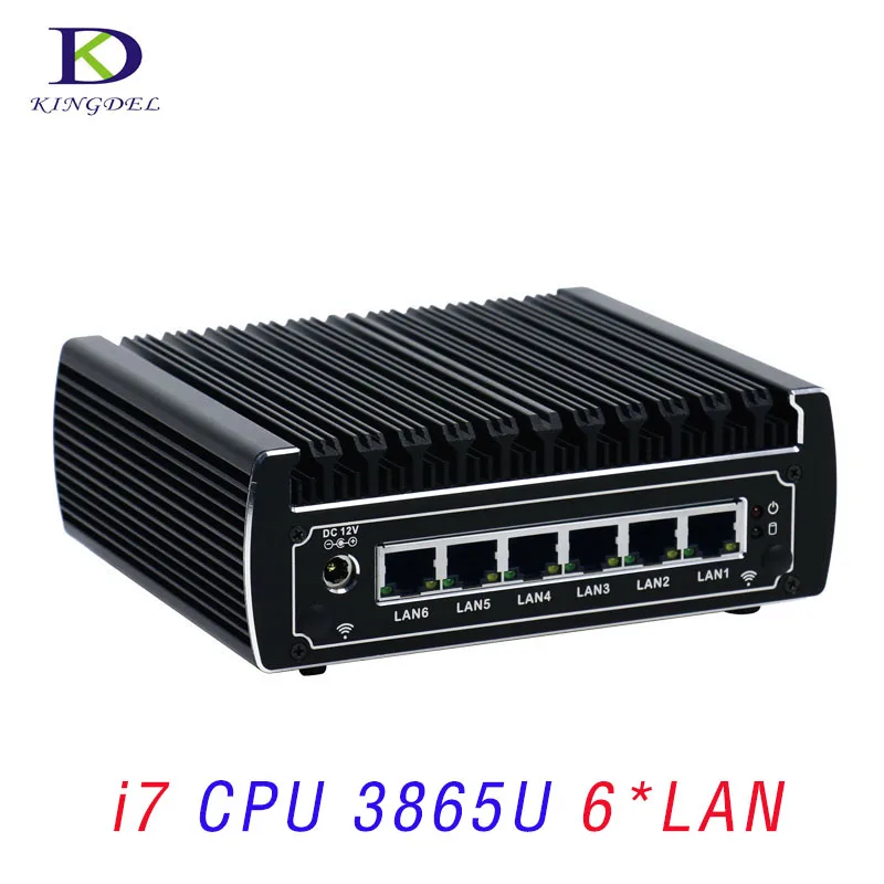 Kingdel Pfsense безвентиляторный мини ПК HTPC Core i3 7100U Celeron 3865U 6 * Intel Lans DDR4 linux брандмауэр