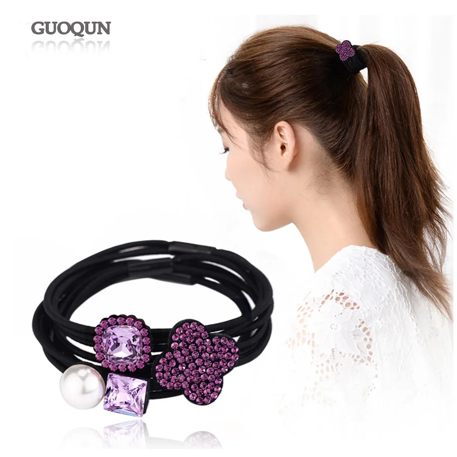 Elastic Hair Rope Rhinestone Headband Rope Hair for Women Girls Acetate