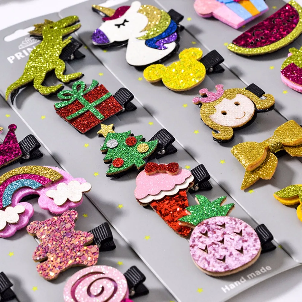 5PCS/Lot Sequin Hair Clips for Girls Kids Women Hairpin Barrettes Cartoon Animal Hairgrip Headwear Accessories Drop Shipping