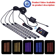 4 шт. Авто музыка Управление RGB Светодиодные ленты 12LED 5050 SMD голос Управление; гибкие светодиодные Клейкие ленты украшения дома атмосфера лампы