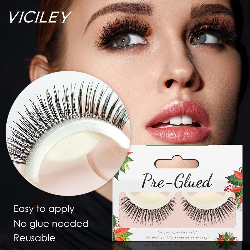 VICILEY 5Pairs/lot Self Adhesive False Eyelashes No Glue Natural Long