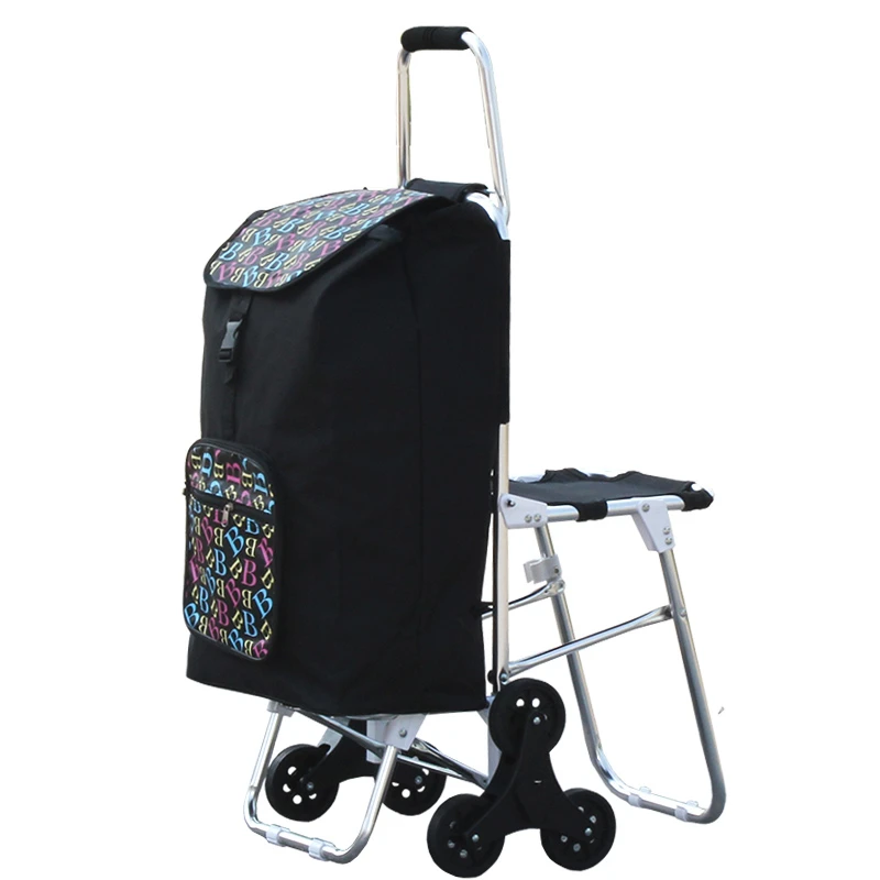 9Aluminum Alloy Climbing Shopping Cart with Bag Foldable Six Wheels