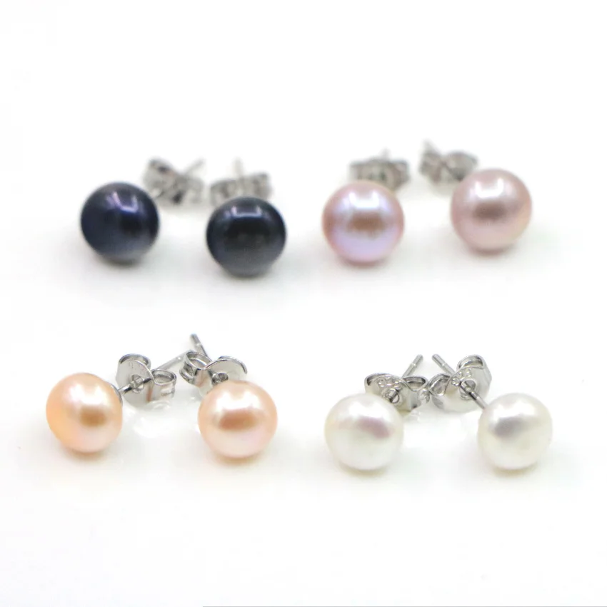 7-8 natural pearl necklace white pearl purple pearl powder pearl black pearl fashion women's necklace clothing DIY jewelry with birthday gift (12)
