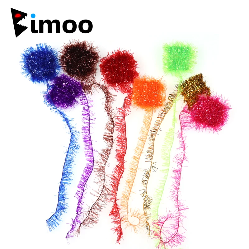 

Bimoo 2pack 10mm Fly Tying Crystal Flash Chenile Hackle Flasher for Streamer Egg Salmon Trout Fly Tying Material FL Green Pink
