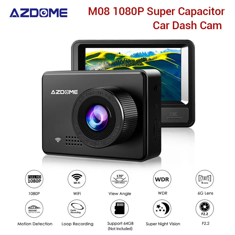 AZDOME M08 FHD 1080 P sony IMX323 150 градусов Wifi Автомобильный видеорегистратор
