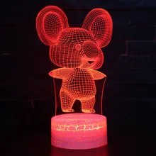Koala 3D Visual Night Light Animal LED 7 Colors Changeable Lamp USB Illusion Table Lamps For Home Decoration As Kids Toy Gifts dhl free shipping creative 7 colors 3d acrylic visual light led lamp birthday party table decoration lamps night light gifts