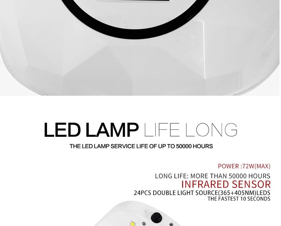 72 Вт УФ светодиодный светильник лампа для сушки гелевых ногтей Сушилка для ногтей Все Гель-лак сенсор солнечные ногти со светодиодной подсветкой художественные маникюрные инструменты быстро-инструменты для сушки
