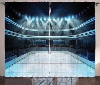 

Hockey Curtains Photo of a Sports Arena Full of People Fans Audience Tournament Championship Match Living Room Bedroom Window