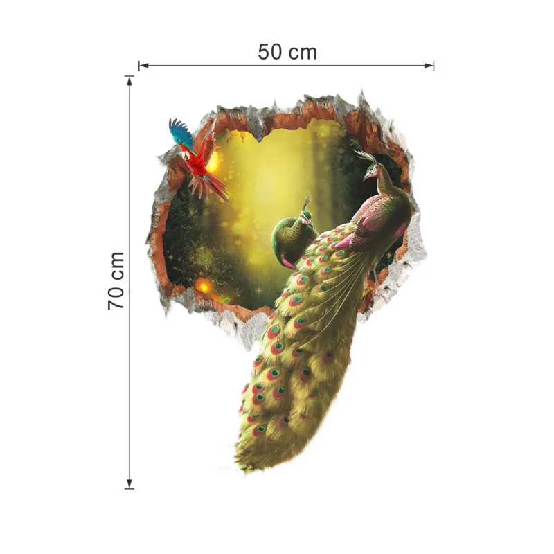 Красочные павлиньи перья птицы наклейки на стену 3d разбитые настенные наклейки домашний декор художественная наклейка плакат животные домашний декор гостиницы