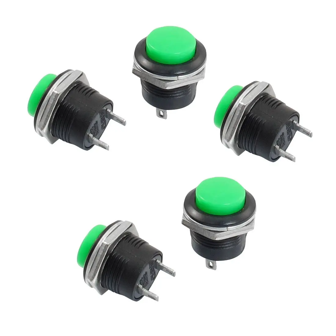 

FSLH 5 x Momentary SPST NO Green Round Cap Push Button Switch AC 6A/125V 3A/250V