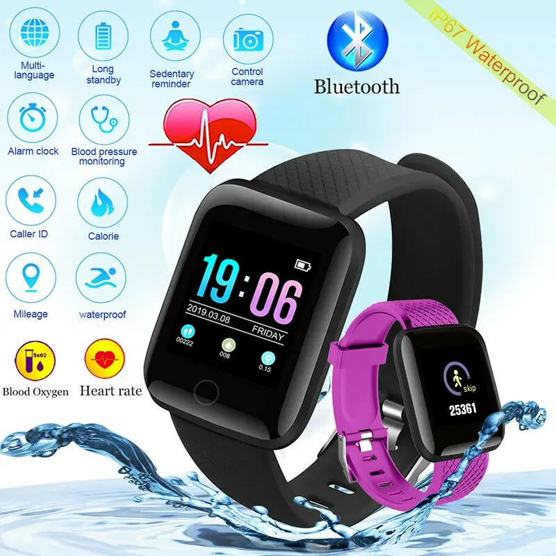 Reloj inteligente ID116Plus para hombre y mujer, pulsera resistente al agua IP67 con podómetro, control del ritmo y del sueño, para Android e IOS, nuevo - AliExpress Relojes de pulsera