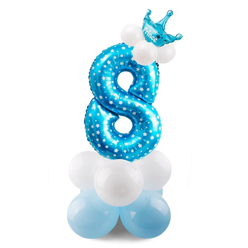 QIFU 17 шт фольгированные шары на день рождения воздушный Синий Мальчик номер воздушный шар Гелиевый шар цифры воздушные шары для дня рождения вечерние украшения Дети - Цвет: Blue 8