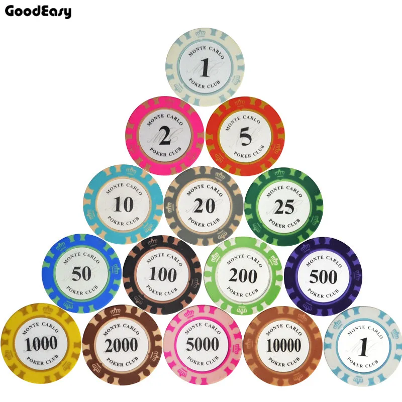 Fichas de póker de 25 unids/set, multicolor, 14g, corona de Baccarat de ...