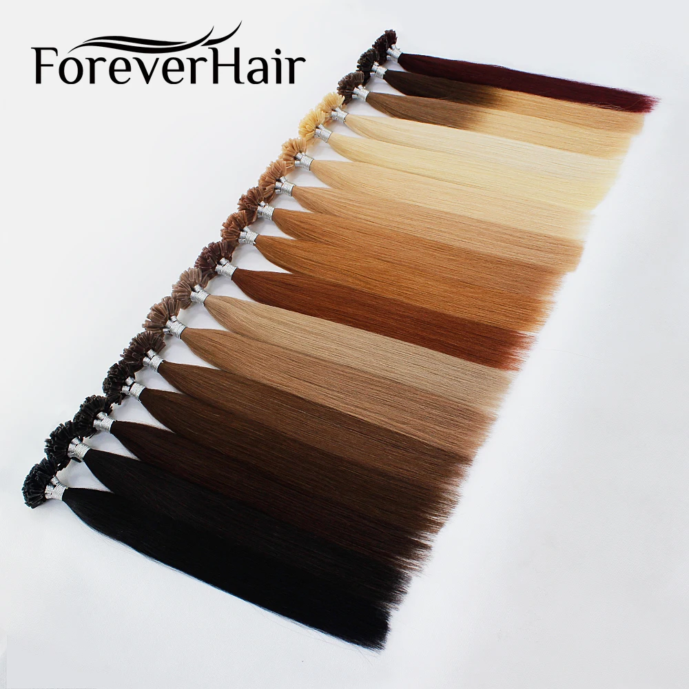 FOREVER HAIR 1g/s 16"18" 20" 24" Real Remy Fusion Human Hair Extension Keratin Natural Colored Strands Of Hair Capsule 50pcs/pac