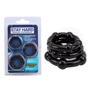 camaTech 3Pcs Silicone Beaded Penis Rings Delaying Ejaculation Cock Rings Lock Ejaculation Constriction Donuts Sex Rings For Men 6