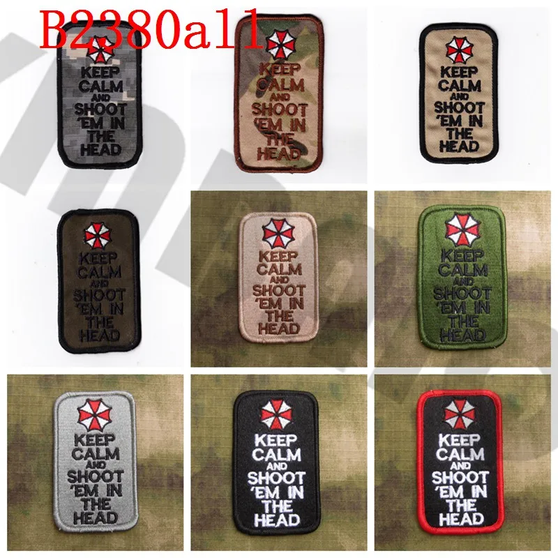 Embroidery Patch Umbrella Keep Calm And Shoot'em In The Head Military