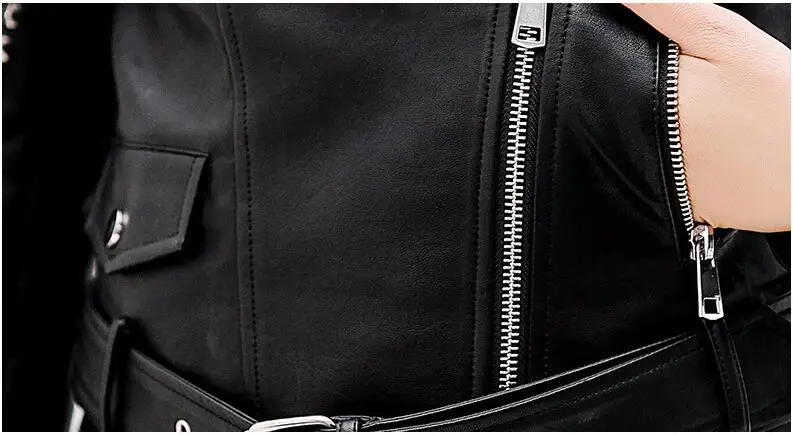 Весенне-осенняя Женская куртка из искусственной кожи, короткая куртка из мягкой искусственной кожи с блестками, приталенная мотоциклетная куртка с заклепками в стиле рок-панк размера плюс
