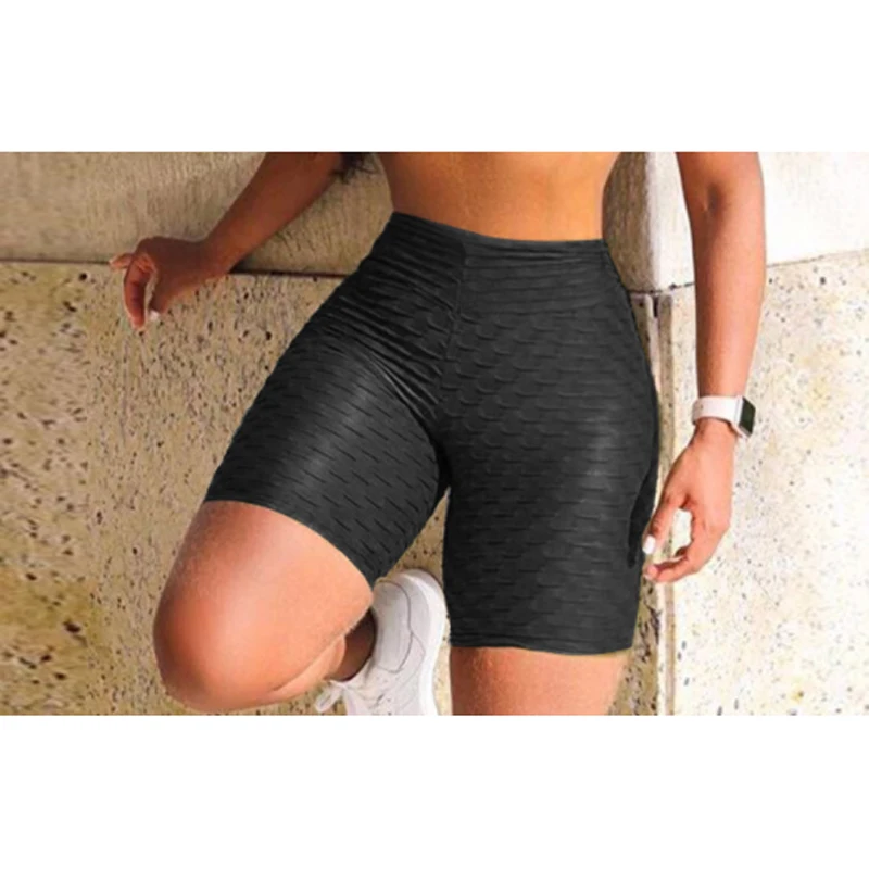 Женские спортивные короткие спортивные тренировочные штаны с поясом облегающие обтягивающие штаны для фитнеса - Цвет: Черный