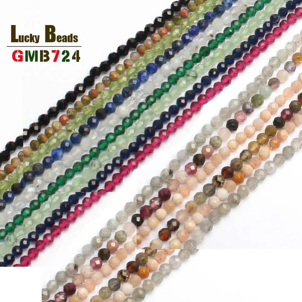

Faceted A+ natural 2mm tourmaline /Labradorite/ Tiger /crystal faceted beads loose beads for Making Bracelet ,Necklace DIY