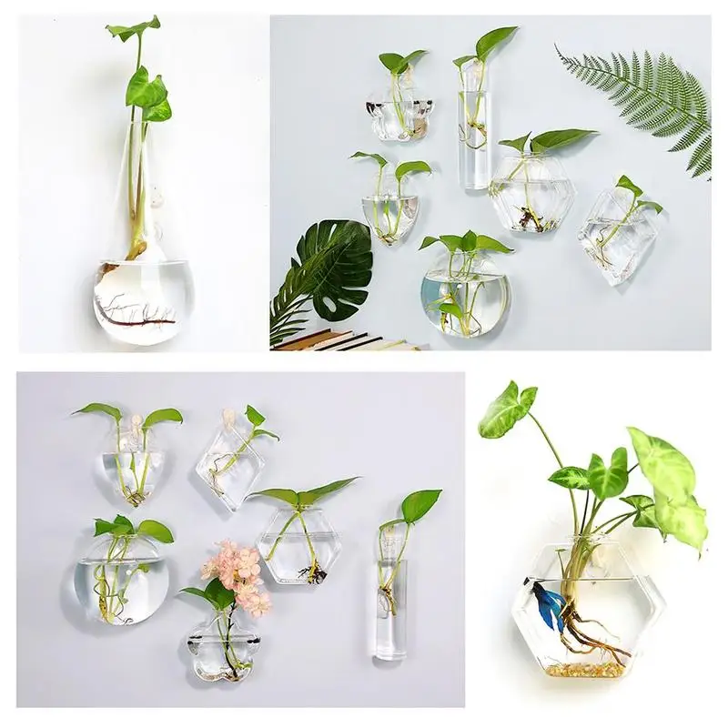 Clear Glass Flower Vase Terrarium Wall Fish Tank Square Shape